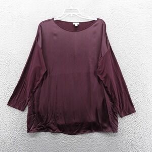J.Jill Womens 2X Burgundy Rayon Blend Long Sleeve Comfort Top Blouse